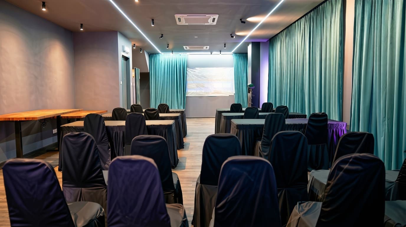 The ABV event space at Carbon KL, laid out with rows of seating facing a screen