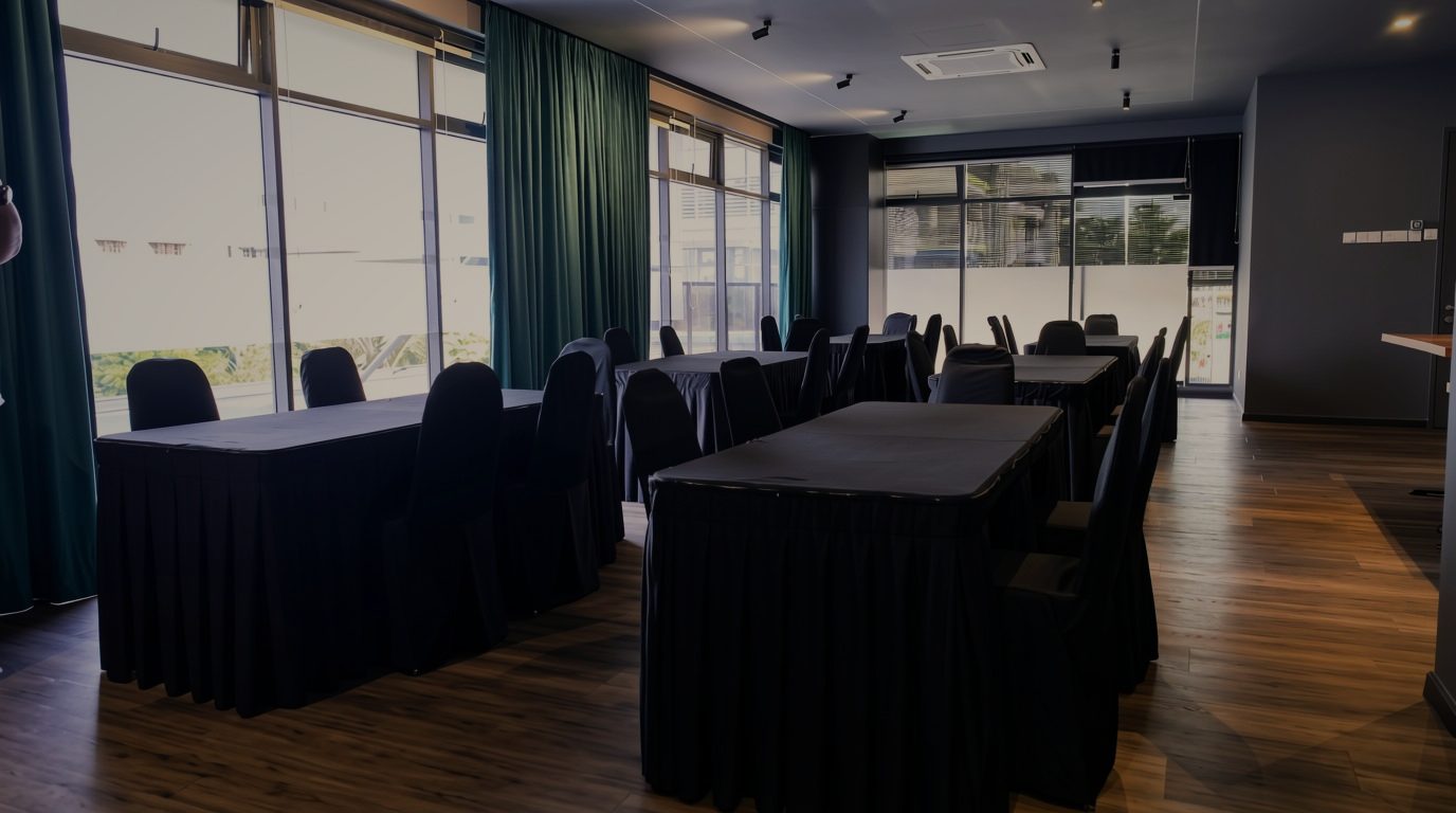 The event space set with rows of tables